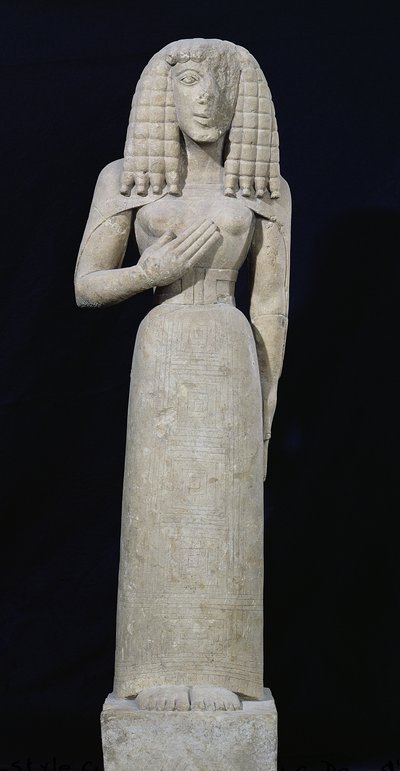 Statua femminile, conosciuta come la Dea di Auxerre, c.640-630 a.C. da Greek